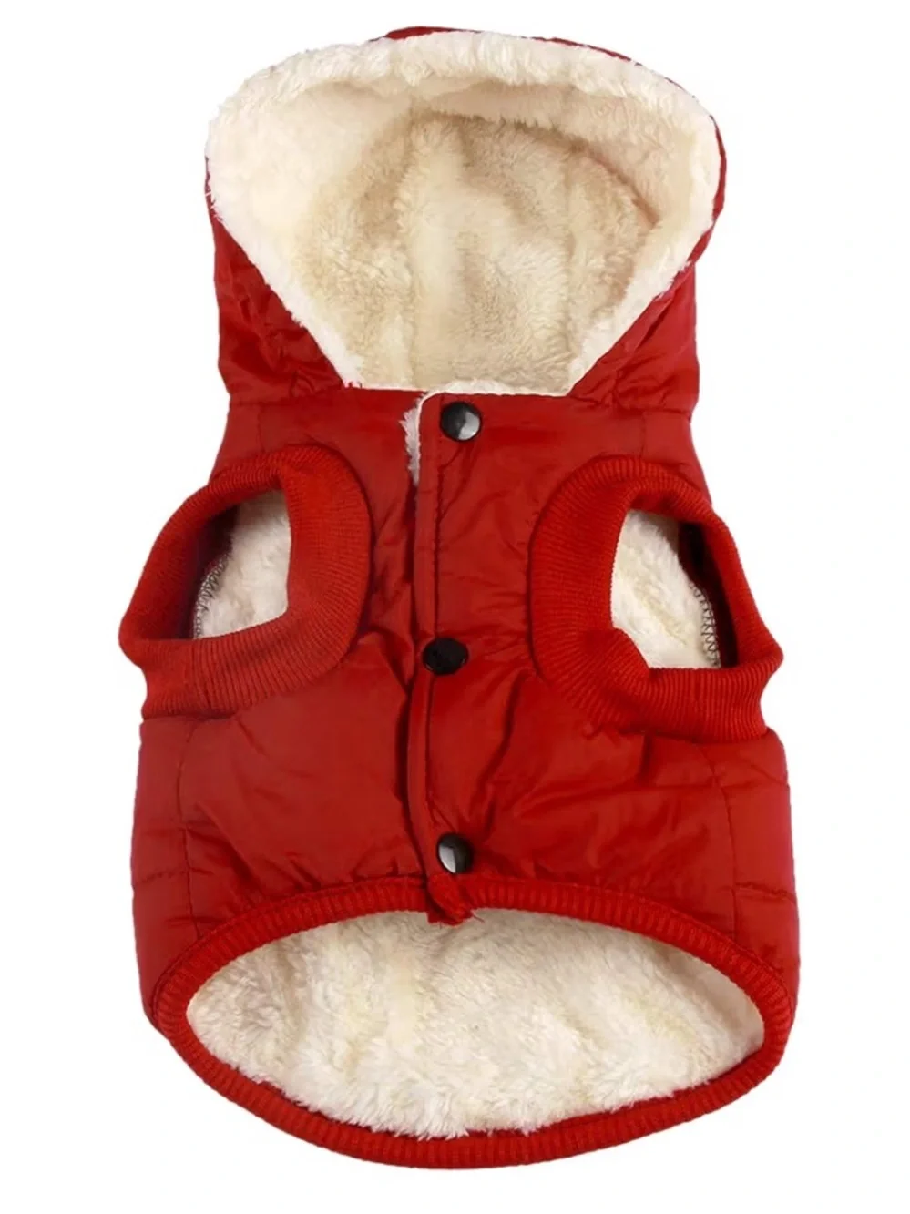 Dog Fleece Vest w/Extra Warm Lining & Hood Winter Jacket For Medium Dogs Size L